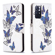 Custodia Portafoglio In Pelle Fantasia Modello Cover con Supporto B03F per Xiaomi Poco M4 Pro 5G Blu