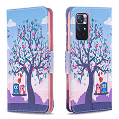 Custodia Portafoglio In Pelle Fantasia Modello Cover con Supporto B03F per Xiaomi Poco M4 Pro 5G Lavanda