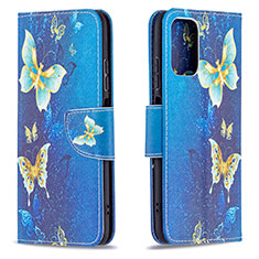 Custodia Portafoglio In Pelle Fantasia Modello Cover con Supporto B03F per Xiaomi Poco M5S Cielo Blu