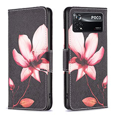 Custodia Portafoglio In Pelle Fantasia Modello Cover con Supporto B03F per Xiaomi Poco X4 Pro 5G Rosso