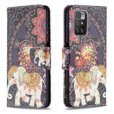 Custodia Portafoglio In Pelle Fantasia Modello Cover con Supporto B03F per Xiaomi Redmi 10 (2022) Marrone