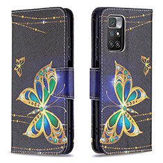 Custodia Portafoglio In Pelle Fantasia Modello Cover con Supporto B03F per Xiaomi Redmi 10 (2022) Nero