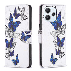 Custodia Portafoglio In Pelle Fantasia Modello Cover con Supporto B03F per Xiaomi Redmi 12 4G Blu