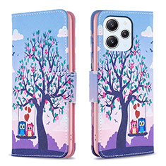 Custodia Portafoglio In Pelle Fantasia Modello Cover con Supporto B03F per Xiaomi Redmi 12 4G Lavanda