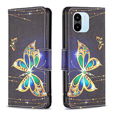 Custodia Portafoglio In Pelle Fantasia Modello Cover con Supporto B03F per Xiaomi Redmi A1 Nero