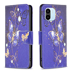 Custodia Portafoglio In Pelle Fantasia Modello Cover con Supporto B03F per Xiaomi Redmi A2 Plus Blu Notte