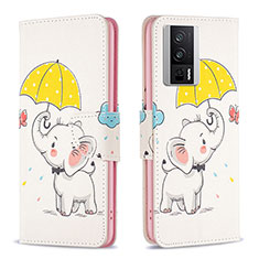 Custodia Portafoglio In Pelle Fantasia Modello Cover con Supporto B03F per Xiaomi Redmi K60 5G Giallo