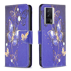 Custodia Portafoglio In Pelle Fantasia Modello Cover con Supporto B03F per Xiaomi Redmi K60 Pro 5G Blu Notte