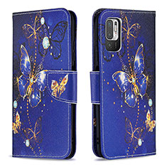 Custodia Portafoglio In Pelle Fantasia Modello Cover con Supporto B03F per Xiaomi Redmi Note 10T 5G Blu Notte