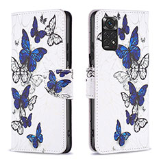 Custodia Portafoglio In Pelle Fantasia Modello Cover con Supporto B03F per Xiaomi Redmi Note 11 4G (2022) Blu