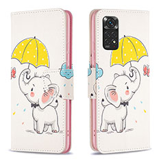 Custodia Portafoglio In Pelle Fantasia Modello Cover con Supporto B03F per Xiaomi Redmi Note 11 4G (2022) Giallo