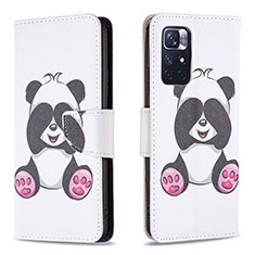 Custodia Portafoglio In Pelle Fantasia Modello Cover con Supporto B03F per Xiaomi Redmi Note 11 5G Bianco