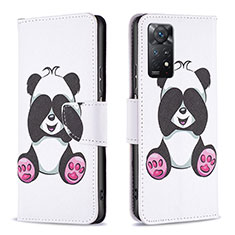 Custodia Portafoglio In Pelle Fantasia Modello Cover con Supporto B03F per Xiaomi Redmi Note 11 Pro 4G Bianco