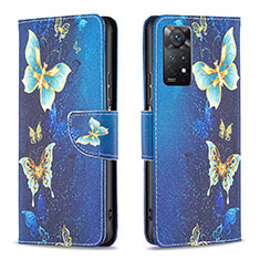 Custodia Portafoglio In Pelle Fantasia Modello Cover con Supporto B03F per Xiaomi Redmi Note 11 Pro 4G Cielo Blu