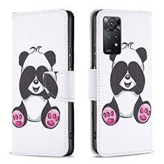 Custodia Portafoglio In Pelle Fantasia Modello Cover con Supporto B03F per Xiaomi Redmi Note 11 Pro 5G Bianco