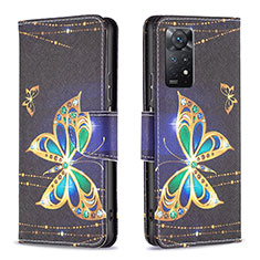 Custodia Portafoglio In Pelle Fantasia Modello Cover con Supporto B03F per Xiaomi Redmi Note 11 Pro 5G Nero