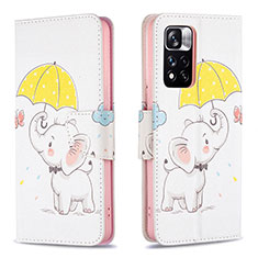 Custodia Portafoglio In Pelle Fantasia Modello Cover con Supporto B03F per Xiaomi Redmi Note 11 Pro+ Plus 5G Giallo