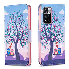 Custodia Portafoglio In Pelle Fantasia Modello Cover con Supporto B03F per Xiaomi Redmi Note 11 Pro+ Plus 5G Lavanda