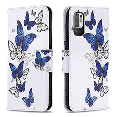 Custodia Portafoglio In Pelle Fantasia Modello Cover con Supporto B03F per Xiaomi Redmi Note 11 SE 5G Blu