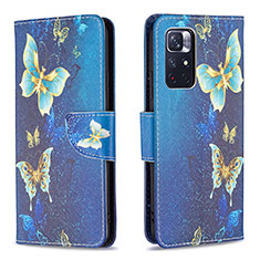Custodia Portafoglio In Pelle Fantasia Modello Cover con Supporto B03F per Xiaomi Redmi Note 11S 5G Cielo Blu