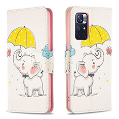 Custodia Portafoglio In Pelle Fantasia Modello Cover con Supporto B03F per Xiaomi Redmi Note 11S 5G Giallo