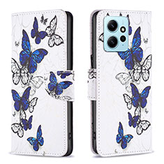 Custodia Portafoglio In Pelle Fantasia Modello Cover con Supporto B03F per Xiaomi Redmi Note 12 4G Blu