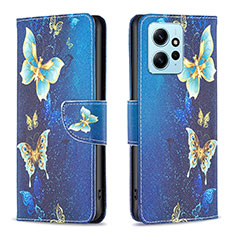 Custodia Portafoglio In Pelle Fantasia Modello Cover con Supporto B03F per Xiaomi Redmi Note 12 4G Cielo Blu