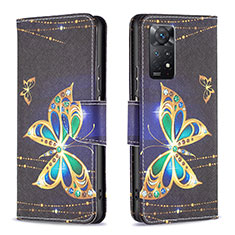 Custodia Portafoglio In Pelle Fantasia Modello Cover con Supporto B03F per Xiaomi Redmi Note 12 Pro 4G Nero