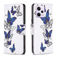 Custodia Portafoglio In Pelle Fantasia Modello Cover con Supporto B03F per Xiaomi Redmi Note 12 Pro 5G Blu