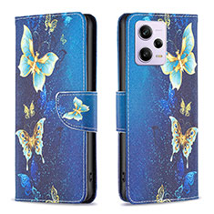 Custodia Portafoglio In Pelle Fantasia Modello Cover con Supporto B03F per Xiaomi Redmi Note 12 Pro 5G Cielo Blu