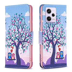 Custodia Portafoglio In Pelle Fantasia Modello Cover con Supporto B03F per Xiaomi Redmi Note 12 Pro 5G Lavanda