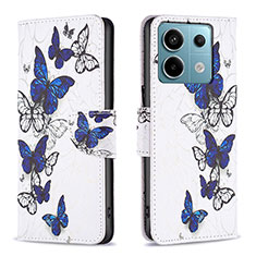 Custodia Portafoglio In Pelle Fantasia Modello Cover con Supporto B03F per Xiaomi Redmi Note 13 Pro 5G Blu