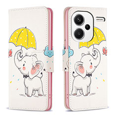 Custodia Portafoglio In Pelle Fantasia Modello Cover con Supporto B03F per Xiaomi Redmi Note 13 Pro+ Plus 5G Giallo