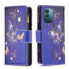 Custodia Portafoglio In Pelle Fantasia Modello Cover con Supporto B04F per Nokia G11 Blu Notte