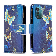 Custodia Portafoglio In Pelle Fantasia Modello Cover con Supporto B04F per Nokia G21 Blu