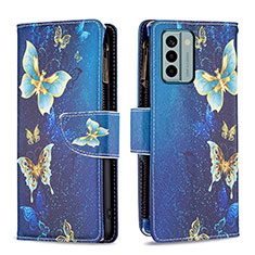 Custodia Portafoglio In Pelle Fantasia Modello Cover con Supporto B04F per Nokia G22 Blu