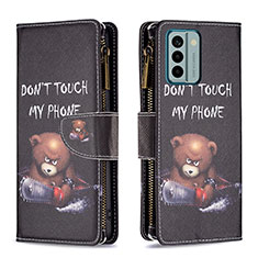 Custodia Portafoglio In Pelle Fantasia Modello Cover con Supporto B04F per Nokia G22 Grigio Scuro