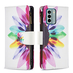 Custodia Portafoglio In Pelle Fantasia Modello Cover con Supporto B04F per Nokia G22 Multicolore