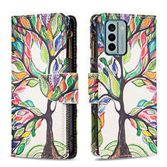 Custodia Portafoglio In Pelle Fantasia Modello Cover con Supporto B04F per Nokia G22 Verde