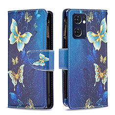 Custodia Portafoglio In Pelle Fantasia Modello Cover con Supporto B04F per OnePlus Nord CE 2 5G Blu