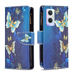 Custodia Portafoglio In Pelle Fantasia Modello Cover con Supporto B04F per OnePlus Nord N20 5G Blu