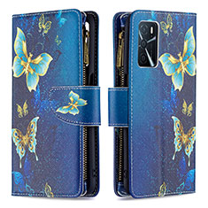 Custodia Portafoglio In Pelle Fantasia Modello Cover con Supporto B04F per Oppo A16 Blu