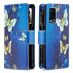 Custodia Portafoglio In Pelle Fantasia Modello Cover con Supporto B04F per Oppo A54 4G Blu