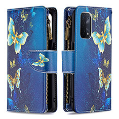 Custodia Portafoglio In Pelle Fantasia Modello Cover con Supporto B04F per Oppo A54 5G Blu