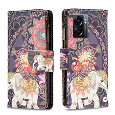 Custodia Portafoglio In Pelle Fantasia Modello Cover con Supporto B04F per Oppo A57 5G Marrone