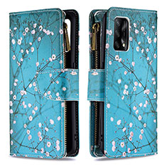 Custodia Portafoglio In Pelle Fantasia Modello Cover con Supporto B04F per Oppo A74 4G Ciano