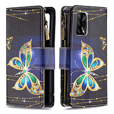 Custodia Portafoglio In Pelle Fantasia Modello Cover con Supporto B04F per Oppo A95 4G Nero