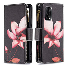 Custodia Portafoglio In Pelle Fantasia Modello Cover con Supporto B04F per Oppo A95 4G Rosso