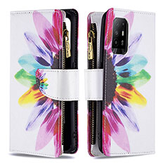 Custodia Portafoglio In Pelle Fantasia Modello Cover con Supporto B04F per Oppo A95 5G Multicolore