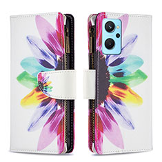 Custodia Portafoglio In Pelle Fantasia Modello Cover con Supporto B04F per Oppo A96 4G Multicolore